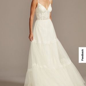 NWT Melissa Sweet Wedding Gown. Vneck Chiffon and Lace ALine. Unaltered size 14p